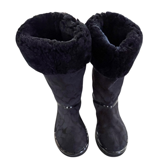 Coach Black Boots | Signature Logo Fur Lined Winter Boots Wear Tall or Cuffed - Picture 9 of 9